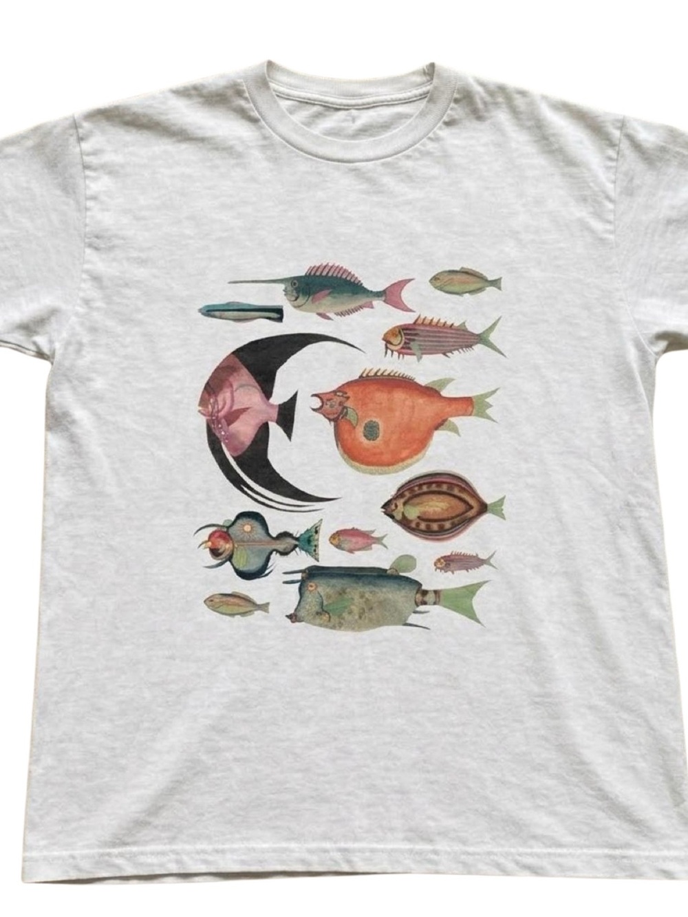 White Fish Illustration Fish T-Shirt - Multi-Color